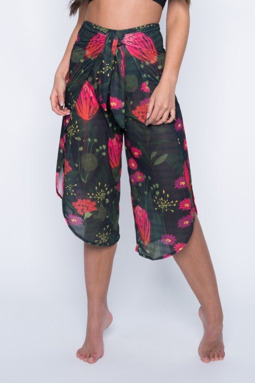 Calça Pareô Com Estampa De Flores Coloridas E195