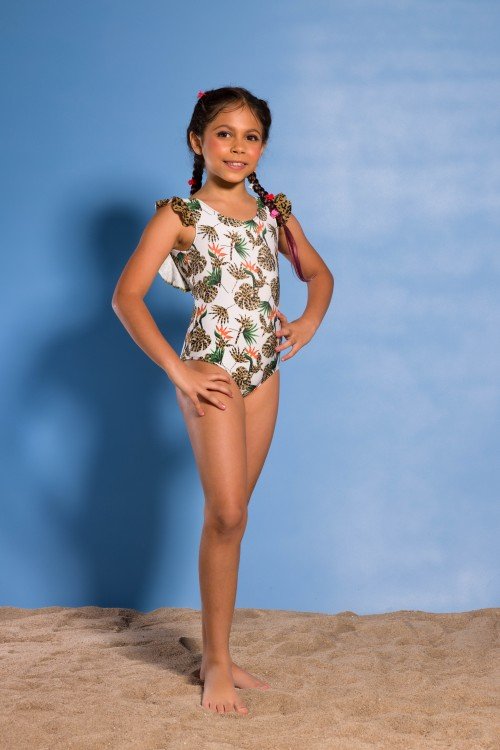 Body Maiô Infantil Com Babado No Ombro E146