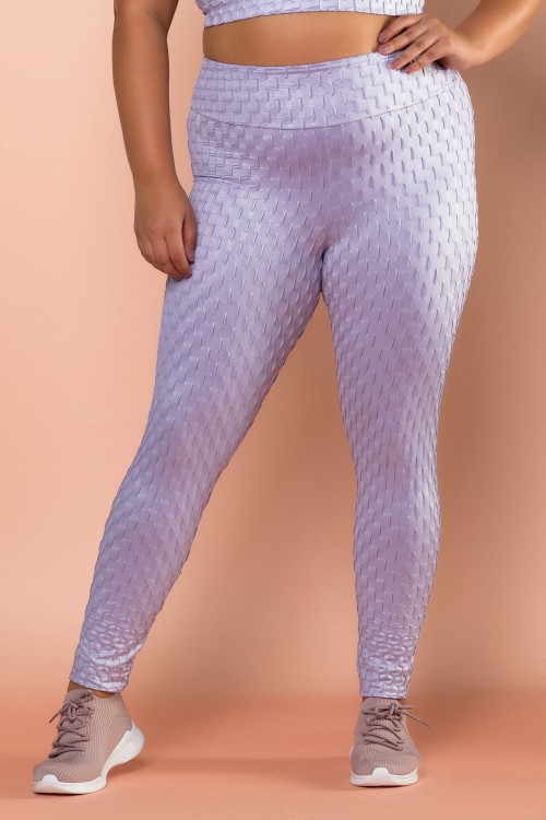 Calça Legging COM TECIDO ALTO RELEVO CIRRÊ ROXO CLARO