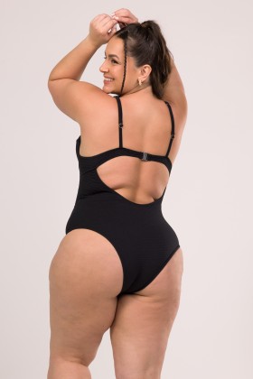 Body Maiô Com Textura E Arco Preto