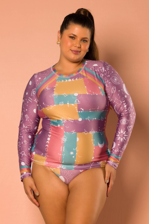 Blusa De Manga Comprida Com Proteção Uv 50+ Com Estampa Astrológica E264