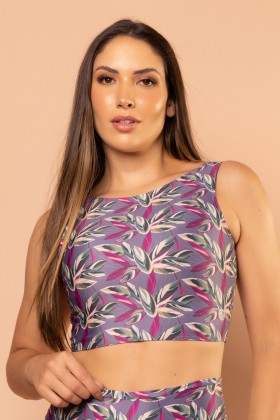 Cropped Biquini Com Bojo Removível E Decote Nas Costas E Estampa Floral E258