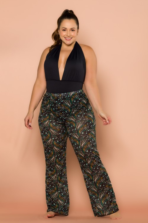 Calça Pareô Com Estampa De Listras Coloridas E255