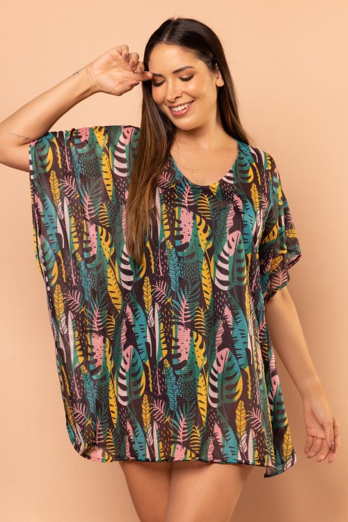 Vestido Pareô Estampa de Folhas E110