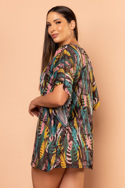Vestido Pareô Estampa de Folhas E110