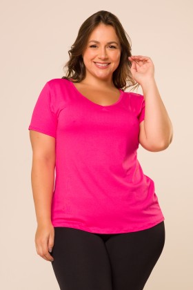 Blusa Manga Curta com Detalhe  nas Costas Rosa Pink