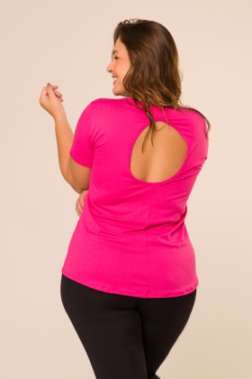 Blusa Manga Curta com Detalhe  nas Costas Rosa Pink