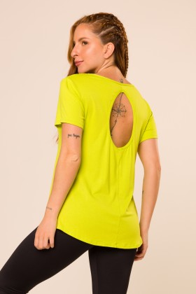 Blusa Manga Curta com Detalhe  nas Costas Verde Limão