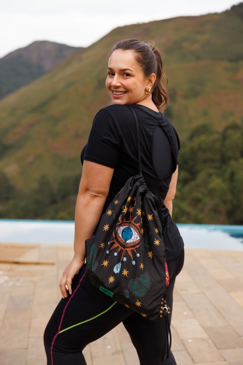 Mochila Saquinho Estampa Bordado E311