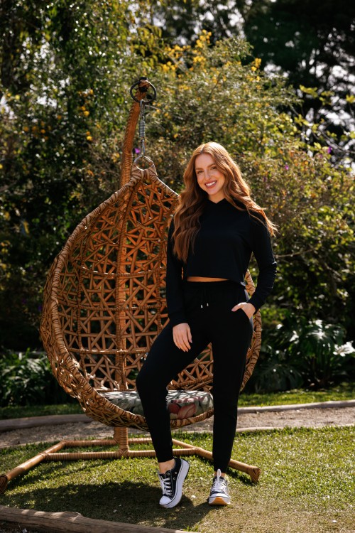 Conjunto Moletinho Calça e Blusa Preto