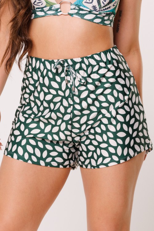 Short Com Estampa Folhagem E315