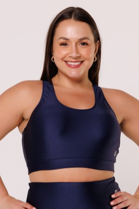 Top Fitness Nadador Com Bojo Removível Azul Marinho