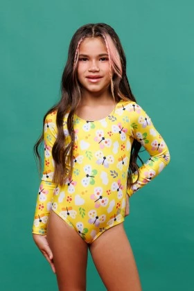 Body Maiô Infantil Manga Longa Estampa E334