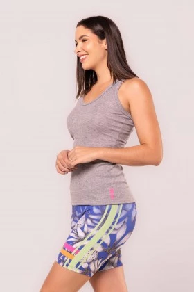 Camiseta Canelada Nadador Cinza Mescla
