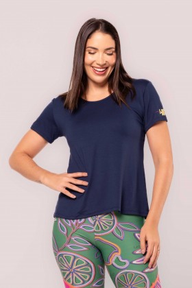 Blusa Detalhe nas Costas Viscose Azul Marinho