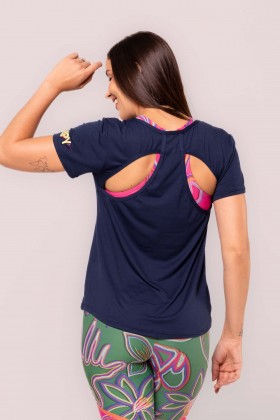 Blusa Detalhe nas Costas Viscose Azul Marinho