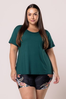 Blusa Detalhe nas Costas Viscose Verde Escuro