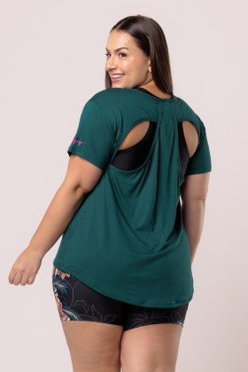 Blusa Detalhe nas Costas Viscose Verde Escuro