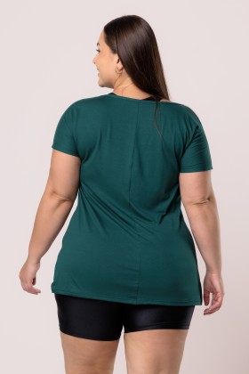 Blusa Alongada Em Gola Canoa Viscose Verde Escuro