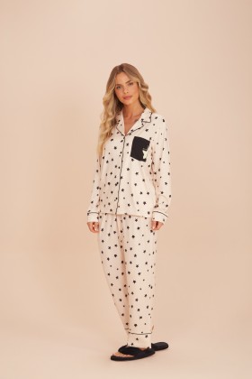 Pijama Camisaria Longo Estrelas