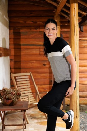 Conjunto Calça e Blusa Preta com Cinza