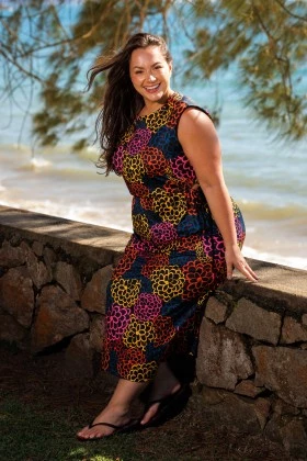 Vestido Com Detalhe Na cintura Estampa Jardim Noturno