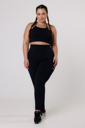 Calça Legging Básica Jacquard Preta