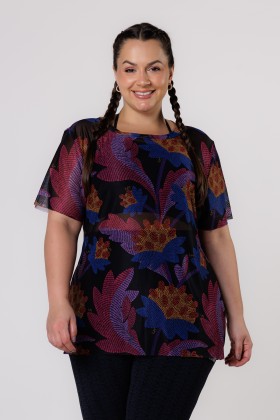 Blusa de Tule Estampa Pontilhismo