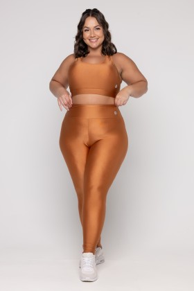 Calça Legging Brilho Básica Caramelo