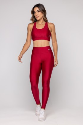 Calça Legging Brilho Básica Cereja