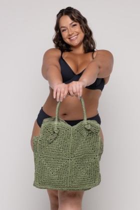 Bolsa Trançada Verde Escuro
