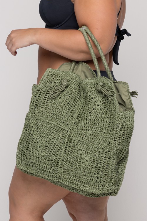 Bolsa Trançada Verde Escuro
