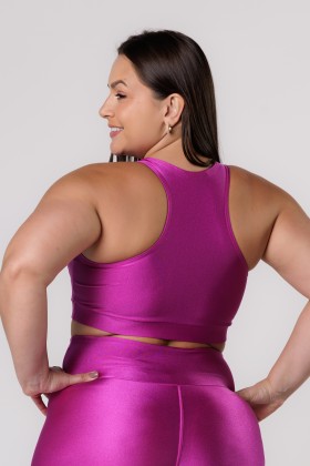 TOP FITNESS NADADOR COM BOJO REMOVÍVEL FÚCSIA