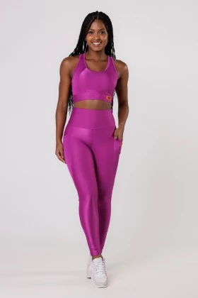 Calça Legging com Bolso Shine Fúcsia