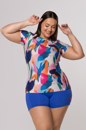 Blusa com Proteção UV50+ Manga Curta Estampa Brisa