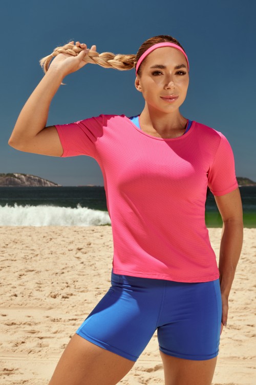 Blusa Manga Curta Dry Fit Rosa