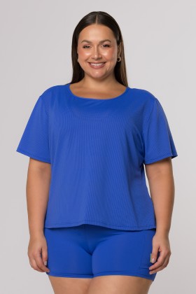 Blusa Manga Curta Dry Fit Azul