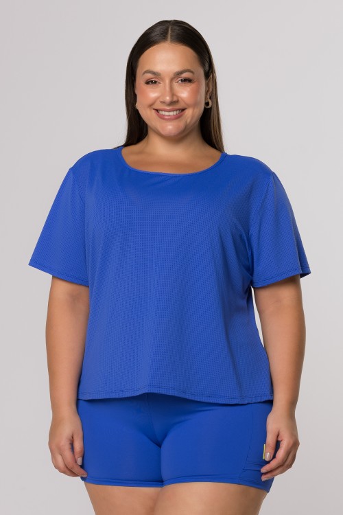 Blusa Manga Curta Dry Fit Azul