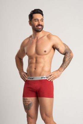 Cueca Boxer Fibra de Bambu Canelado Rubro
