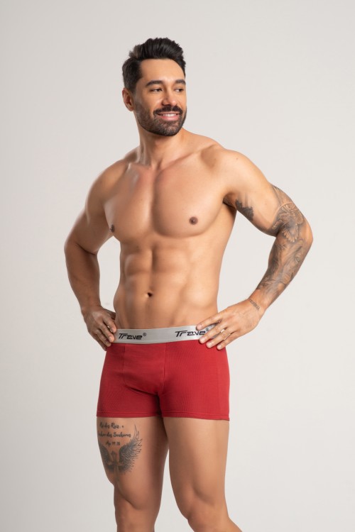 Cueca Boxer Fibra de Bambu Canelado Rubro