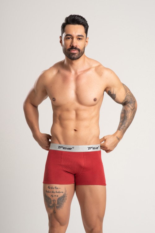 Cueca Boxer Fibra de Bambu Canelado Rubro