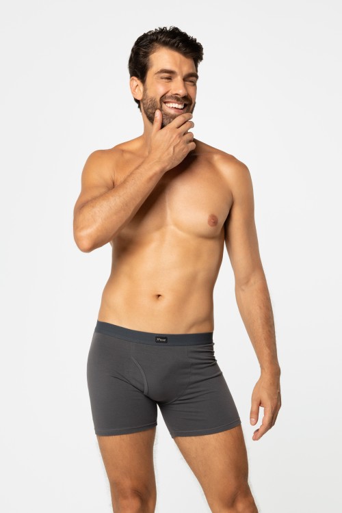 Cueca Boxer De Cotton Cinza
