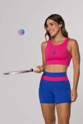 Top Fitness Nadador Dupla Face Azul/Pink