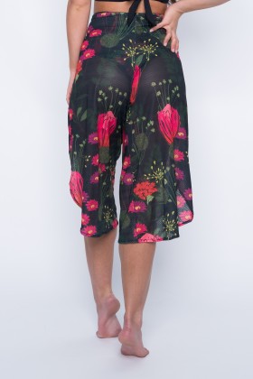 Calça Pareô Com Estampa De Flores Coloridas E195